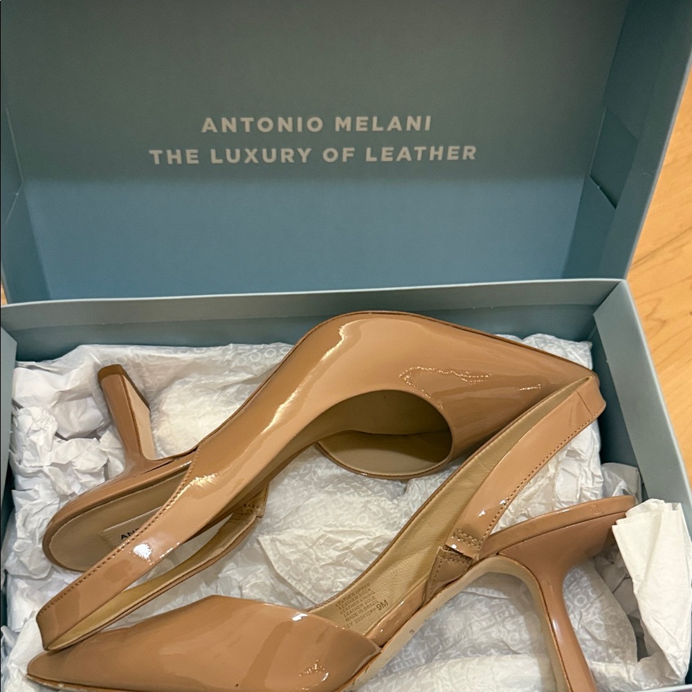 ANTONIO MELANI Nude Patent Leather Heels